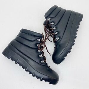 JOES Avery Black Leather Puffer Combat Lace Up Boots Chunky Women's Size 9